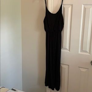 Midi length black stretchy knit casual dress